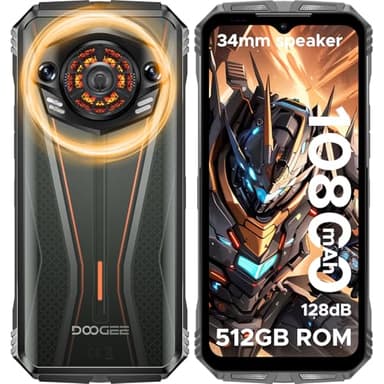 DOOGEE S Punk Pro Telefono Movil Irrompible, 20GB+512GB/2TB TF, 128dB Altavoz 10800mAh/33W Movil Resistente Android 14, 6.6" FHD+ 50MP+16MP, Efecto luz LED/OTG/NFC/Huella/Dual 4G LTE/IP68 Smartphone