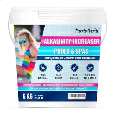 Puerto Verde • Incrementador Alcalinidad Piscinas 6 Kg. Ajuste de Alcalinidad (TAC) y Equilibrio del pH. Apto para Hidromasajes y Spas. Formato Polvo Seguro para Toda la Familia. Producción Española.