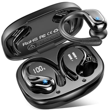 Auriculares Inalámbricos Deportivos, Nueva Auriculares Bluetooth 5.4 con HD Mic, 75H Cascos Inalambricos Bluetooth HiFi Estéreo, Cancelacion Ruido ENC Auriculares Running, IP7 Impermeable/Pantalla LED
