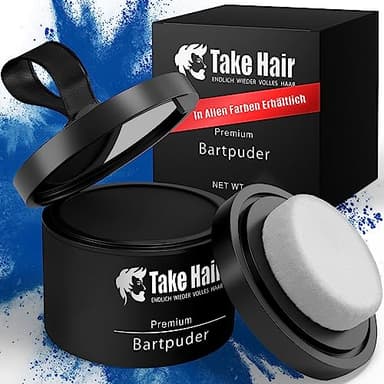 Take Hair Tinte para barba, 100 % impermeable, 4 g de polvo para una barba más completa, tinte para barba, cubierta gris, espesante para teñir la barba (polvo de barba negro)
