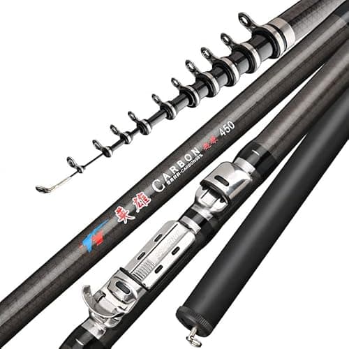 GFDSGRE CañAs De Pescar 2. 7m 3.6m 4.5m 5.4m 7.2m Varilla de Pesca de Roca telescópica de Carbono Ultra luz de la luz señora Carpa caña de Pesca Viajero de océano CañA De Pescar(4.5 m)