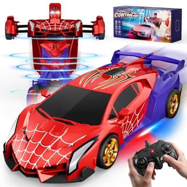 Coche Teledirigido Transform Spider, Ojos Intermitentes & Luces Chasis, Coche RC 2,4GHz & Robot Rotación 360°, Juguetes Juegos para Niño Niños de 3 4 5 6 7 8 9 10 11 12 Años Regalo Cumpleaños Navidad