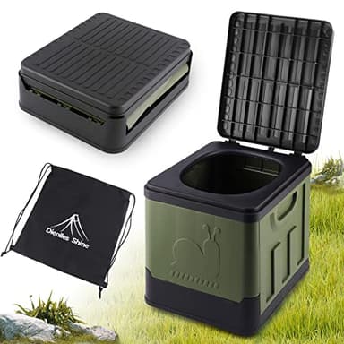 Diealles Shine Baño Portatil, Inodoro Portatil para Acampar, Plegable Baño Seco Camper para Camping Senderismo Viajar, Verde
