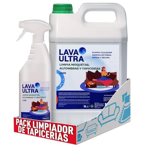 LavaUltra L109 Limpiador para Moquetas y Tapicerías, 5 Litros + Spray 750ml, Limpiador para Alfombras, Sofás y Textiles en Spray, Eficaz Contra Manchas Difíciles, Quitamanchas Profesional