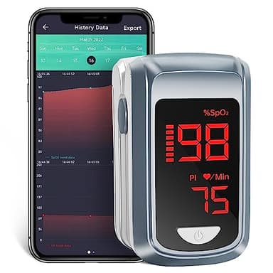 Pulsioxímetro Oximetro dedo profesional, HOLFENRY oximetro dedo Profesional Digital con Pantalla LED para Medición de SpO2, Monitor de Saturación de Oxígeno, Pantalla LED (Negro)