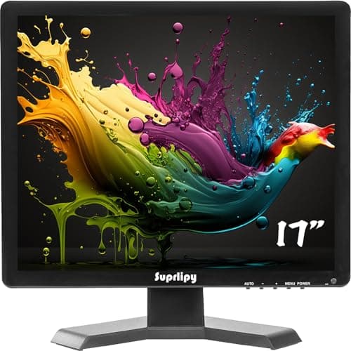 Suprlipy 17 pulgadas TFT LCD de seguridad CCTV Monitor 1280x1024 4:3 pantalla en color Soporte HDMI VGA AV BNC puertos USB con mando a distancia incorporado Speakers para el hogar Monitor de Seguridad