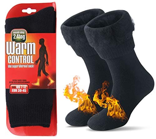JARSEEN Térmicos de Invierno Calcetines de Lana Super Calor Gruesa Calentar Suave Cómodo Calcetines de Mujer Hombre (Nuevo Negro, 39-45)