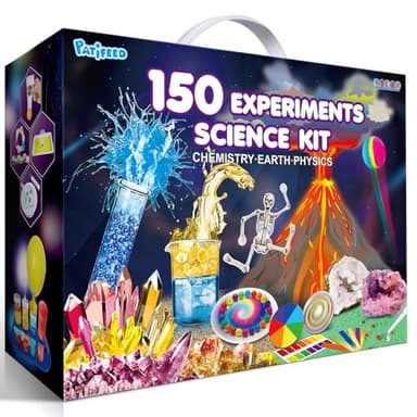 PATIFEED 150 Experimentos Kit Científico para Niños, Kit de Ciencias Juego de Química Laboratorio Set, Volcán, Juguete CTIM Educativo Ideas de Regalo