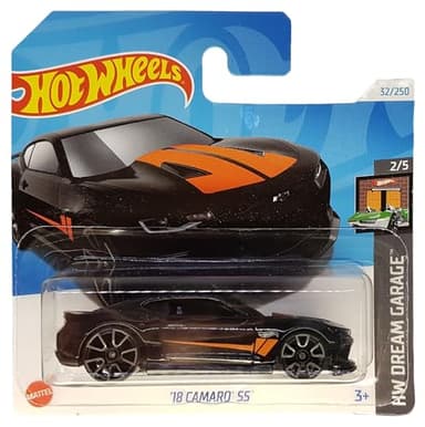 Hot Wheels - ´18 Camaro SS - HW Dream Garage 2/5 - HTB50 - Short Card - GM - Negro - Mattel 2024 - 1:64