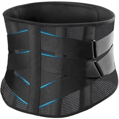 mezzuno Faja Lumbar Hombre Mujer con 5 Férulas y 8 Puntos de Compresión - Cinturon Lumbar para Trabajo - Alivio de Dolor y Ciática - Ideal para Cinturón de descompresión lumbar y Soporte (L)