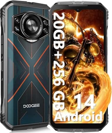 DOOGEE S Cyber Movil Irrompible Android 14, 10800mAh Batería, 6,58 Pulgadas FHD/90Hz, 20GB RAM+256GB ROM Telefono Rugerizado, 50MP+16MP Movil Resistente, NFC/GPS/Huella Dactilar/Face ID/4G Dual SIM
