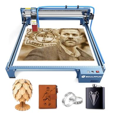SCULPFUN S-10 - Máquina de grabado láser de 10 W para madera/vinilo/metal/cuero, precisión de grabado de 0,01 mm, corte láser CNC, punto láser ultrafino de 0,08 mm