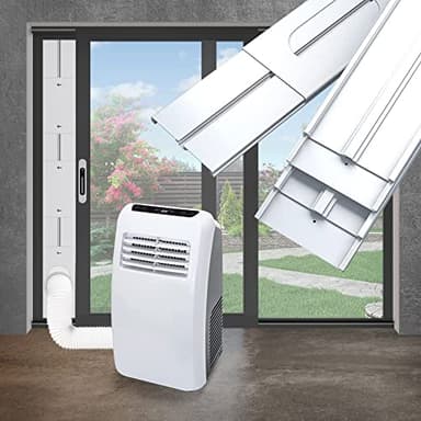 Aozzy Ajustable Diapositiva Kit Placa De Aire Acondicionado - Cubierta Aislante para Puertas para Aparatos De Secadoras y Air Acondicionado 87"×6.4" con Adaptador φ 5.9"