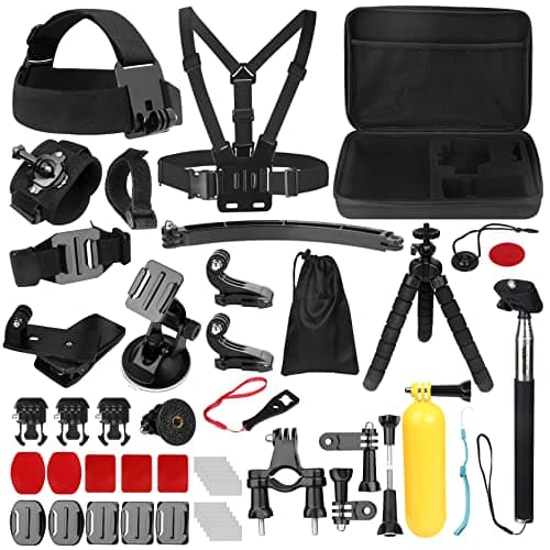 Kit de Accesorios para Cámara de Acción, Bonvvie 50-en-1 Kit de Accesorios para Cámara Deportiva Hero 13 12 11 10 9 8 Black, MAX/Fusion, Insta360, dji Osmo Action, Campark, SJCAM, REMALI