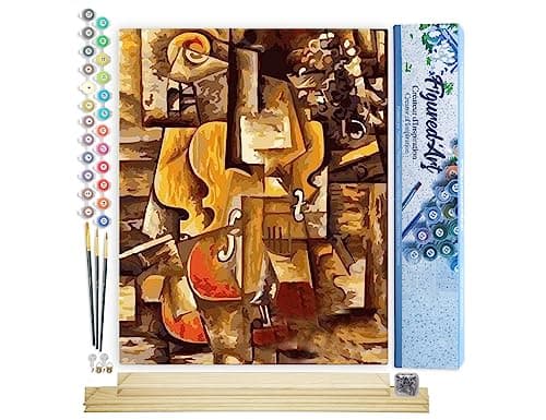 Figured'Art Pintar por Numeros Adultos Violín - Manualidades pintura acrilica Kit Cuadro DIY completo - 40x50cm monta tu propio bastidor