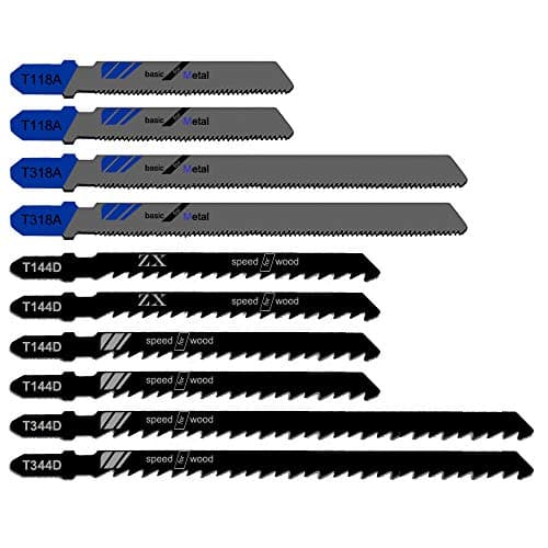 Hojas de sierra de calar, juego de 10 hojas CESFONJER con tubo de almacenamiento, hoja de sierra de calar para cortar optimizada para cortar metal, madera, PVC y plástico