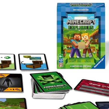 Ravensburger - Minecraft Explorers, Juegos de Mesa Niños 8 Años o más, 2-4 jugadores, Juego Cartas, Regalo Niño 8 años, Juegos de Mesa Familia, Versión en Español