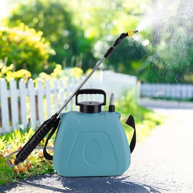 Pulverizador Mochila Bateria, Pulverizador Electrico 7 L Varilla Pulverizadora Retráctil USB con 3 Boquillas Correa de Hombro Ajustable, Pulverizador Presion para Jardín de Césped (7L-Azul)