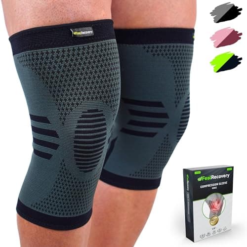 2 Rodilleras Deportivas de Compresión Hombre/Mujer - Rodilleras Elásticas para Menisco y Ligamento para Correr, Baloncesto, Crossfit, Trabajo - Transpirable y Antideslizante (Negro, Medium)