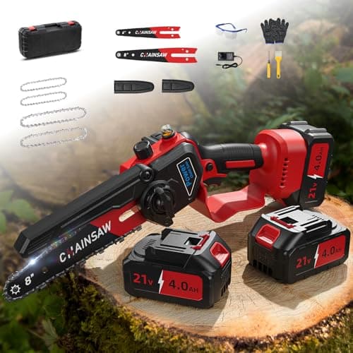Mini Motosierra Bateria 6 y 8 Pulgadas, 8000mAh Motosierra Eléctrica, 1000W Motor Sin Escobillas Motosierra de Mano, Minimotosierras de Batería para Jardinería, Compatible con las baterías de Makita