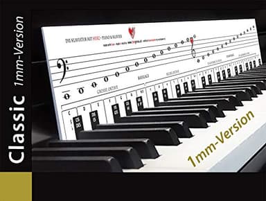 Aprende a tocar el piano con la plantilla de teclas para aprender a tocar el piano con el corazón: notas musicales, nombres de partituras, orientación de teclas, ayuda de aprendizaje para piano y