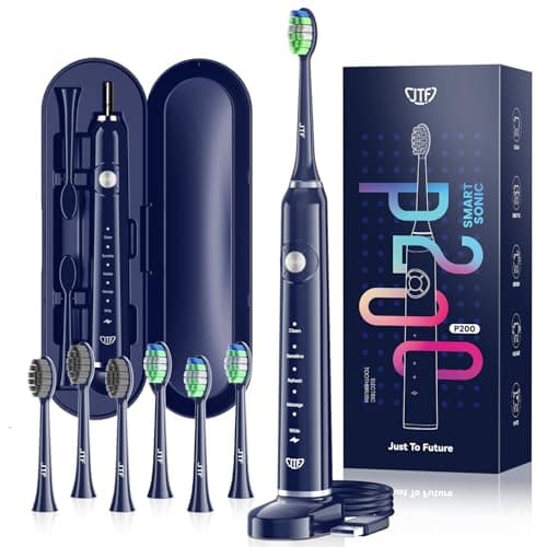 JTF Cepillo de Dientes Electricos Sónico Adultos, 6 Cabezales y IPX7, 40000 VPM y 5 Modos, Sensor de Presión y Temporizador de Cepillado Ultrasónicos para Mujer Hombres Electric Toothbrush con Estuche