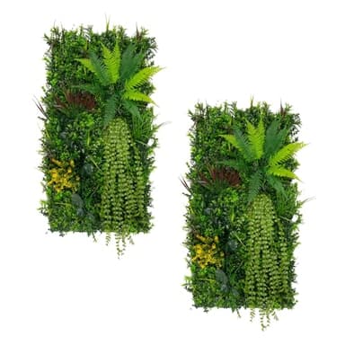Panel de pared de Jardín Vertical Artificial Alina 50x100cm (set 2 un) | Apto interior y exterior: Resistente a UV y clima | Fácil instalación y bajo mantenimiento | Diseño realista y flexible