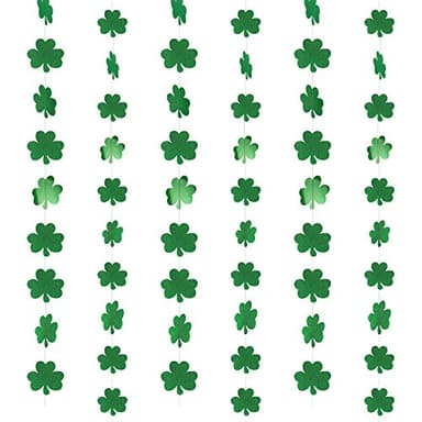 Howaf San Patricio decoración Trébol Guirnaldas de PVC Colgar decoración para irlandés Fiesta de San Patricio Decoraciones Suministros, 39.37FT, 57Shamrocks