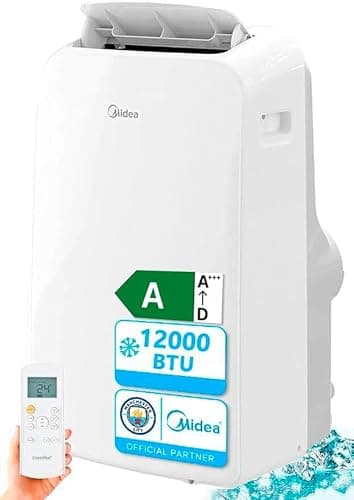 MIDEA Pingüino Aire Acondicionado Portátil 3 en 1 | 3000 Frigorías / 12000 BTU | Air conditioner Silencioso 43m2 - Deshumidificador Ventilador Climatizador 3500 W - 4 modalidades con kit de ventana