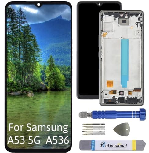 Int'x Pantalla OLED para Samsung A53 5G A536 (huella dactilar), pantalla LCD de repuesto con herramienta, color negro con marco de alta calidad