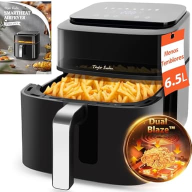 Taylor Swoden Freidora Aire 6.5L 1800W - Doble Calentamiento, Ventana Visual, 8 Programas, Panel Táctil, Interior Metálico, Incluye Libro Físico 14 Recetas (Para 8 Personas)