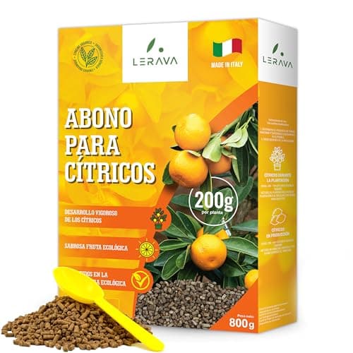 LERAVA® Abono citricos [Orgánico] - 800g - Abono para citricos crecimiento vigoroso, sabrosa fruta ecológica - Para citricos en maceta y jardín - fertilizante citricos + vaso dosificador