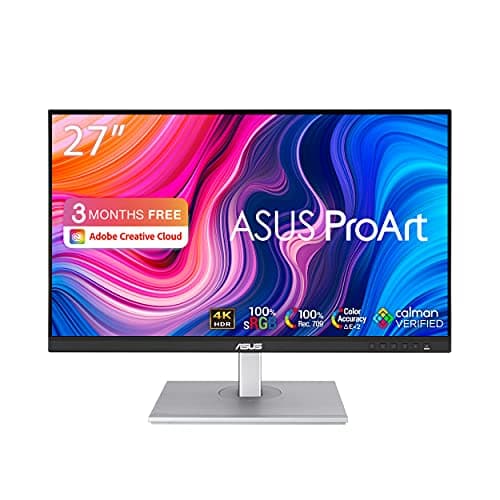 ASUS ProArt PA279CV - Monitor profesional de 27" de 4K UHD (3840x2160, IPS, 100% sRGB, 100% Rec. 709, Precisión cromática Delta E menos que 2, USB-C, ProArt Preset, ProArt Palette) Plata