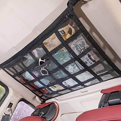 Red Almacenamiento Universal para Techo de Coche, Furgoneta Camper, Organizador de Cargo de Almacenaje, Poliéster, Negro (25,5 * 35,5in)