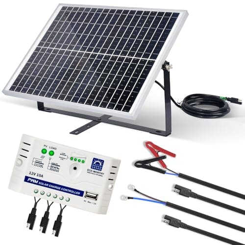 ECO-WORTHY Placa Solar 12V 25W Kit Solar Monocristalino: Panel Solar para Jardín, Gallinero, Bomba, Luz, IP65, a Prueba de Agua con Soporte, Cable de Conexión SAE, Controlador USB