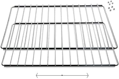Anakel Home Set de 2 Rejillas de Horno Acero Inoxidable Extensible, Bandeja de Horno Universal | 32 x 37 cm hasta 65 cm, Tornillos Incluidos