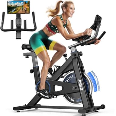 FYSIQ Bicicleta Estatica con 300W Par de Resistencia, Bici Estática Totalmente Ajustable de 4 Vías,bicicletas Estaticas con Monitor de RPM,Gran Soporte para Tablet,Capacidad de Carga de 150KG
