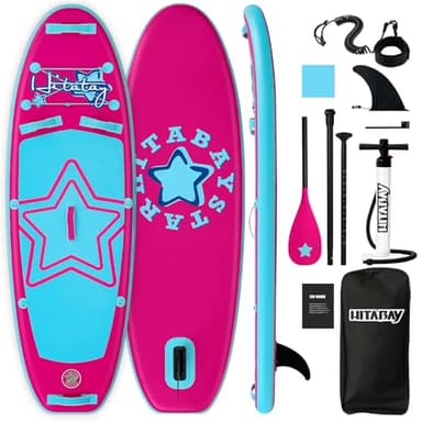 Tabla Paddle Surf Hinchable para Niños, Accesorios Completos Tabla Sup Hinchable 75kg/80kg Paddle Board, Multicolor Niños Tabla de Stand Up Paddling Board
