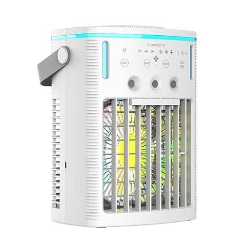 Aire acondicionado portátil de 1000 ml, enfriador de aire 2025, mini aire acondicionado, enfriador de aire con 3 niveles y 7 colores de luz nocturna, aire acondicionado portátil, sin tubo de escape