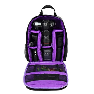 Docooler Mochilas para Cámaras, Mochila Fotografia Impermeable con Divisores Extraíble Mochila para Camara Reflex Digital DSLR (Púrpura)