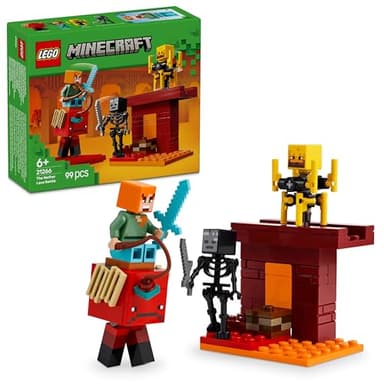 LEGO Minecraft La Batalla de Lava del Inframundo Juguete de Construcción con Figura de Álex con Armas y Espada y Más Personajes, Bosque Carmesí, Regalo Gamer para Niños y Niñas de 6 Años o Más 21266