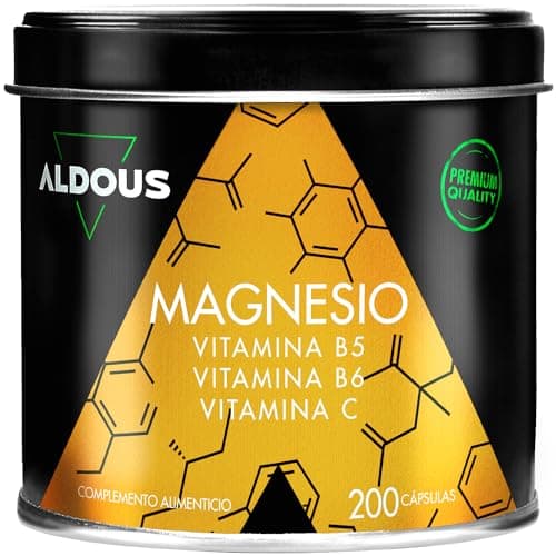 Citrato de Magnesio 1500 mg - 200 Cápsulas - Magnesio Puro 450mg + Vitamina C, B6, B5 Dosis Diaria - Magnesio Alta Biodisponibilidad - Vitaminas para el Cansancio y Fatiga - Articulaciones, Músculos