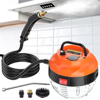 Limpiador a Vapor, Potente Limpiador a Vapor para el Hogar de 2500W y 6 Velocidades, Máquina Portátil de Limpieza a Vapor Presurizado a Alta Temperatura para Cocina Baño Azulejos y Coche (mediano)