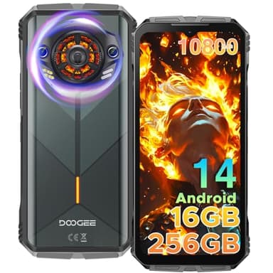 DOOGEE S Punk Movil irrompible Android 14,16GB+256GB(TF 1TB), 10800mAh Batería 33W, 6.58”FHD+, Cámara 50MP+16MP, Movil Resistente Agua y Golpes 4G Octa Core/IP68/NFC/OTG/Face ID/Huella/Efecto luz LED