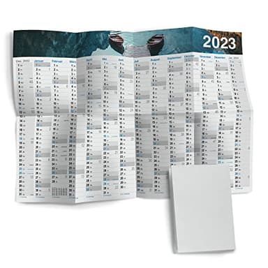 Primus Print 2023 - Calendario de pared XXL plegable/enrollado, formato A1, 594 x 841 mm, incluye días festivos, planificador anual, planificador (lago azul, plegado)