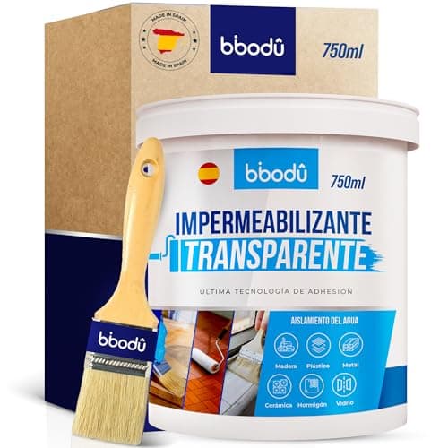 BIBODU Impermeabilizante Transparente - Bote 900gr / 750ml | Sellador Impermeable Transparente de Alto Rendimiento - 900gr/5m² | Perfecto para Terrazas, Techos, Exteriores, Interiores, Cocinas