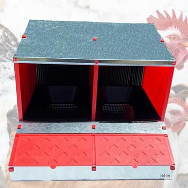 Nuevo - IKLOB® Ponedero de gallinas Color Rojo - Nido con 2 Huecos para 8-9 gallinas, con Huecos más amplios para Que la gallina esté más cómoda y sin estrés.