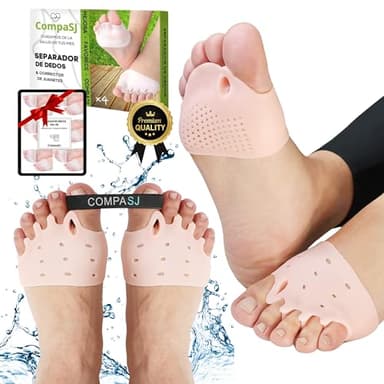 2 Pares - Separadores de Dedos de Los Pies + Banda Anti-juanetes - Corrector de Juanetes 0% BPA - Separador Silicona para dedos torcidos - Corrector de Dedos de Pies Hallux Valgus - Ballet - Yoga.
