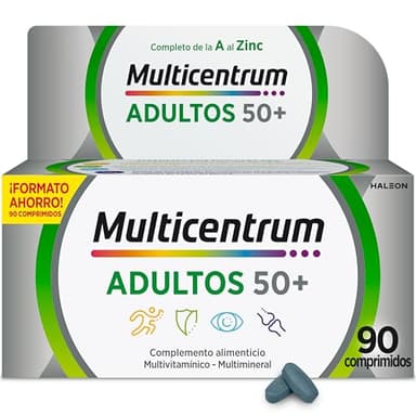 Multicentrum Select 50+ Complemento Alimenticio Multivitamínico y Multimineral Para Adultos 50+, Mujer y Hombre, Magnesio y Vitamina D, Sin Gluten,90 Comprimidos