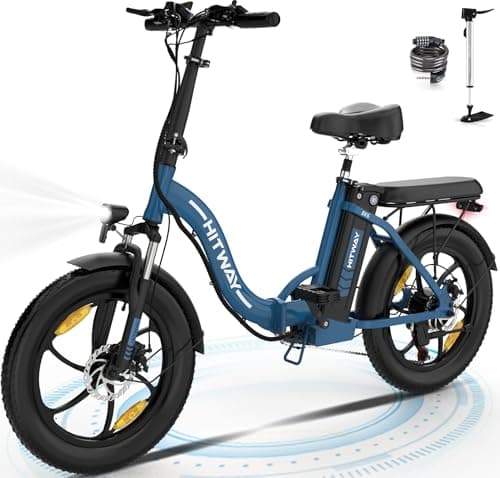 HITWAY Bicicleta eléctrica 20" Fatbike Bicicleta Montaña Plegable Ebike, 250W Motor,36V/12Ah Batería, 7 velocidades, Pedal Assist,Alcance 35-90KM,E-MTB Adultos Urbana